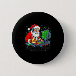 Santa Support Tech s Rebooting Humor 2 Inch Round Button