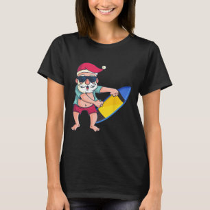 Santa Surfboard Christmas In July Xmas Tropical Su T-Shirt