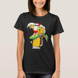 Santa Surfing Beer Glass Christmas In July T-Shirt