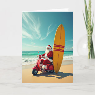 Santa Surfing Christmas Card
