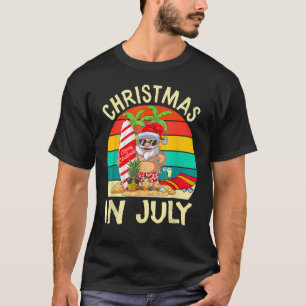 Santa Surfing Christmas In July Kids Hawaiian Summ T-Shirt