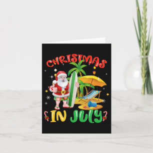 Santa Surfing Christmas In July Santa Surfer Famil Card