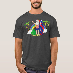Santa Surfing Christmas In July Summer Tropical Be T-Shirt