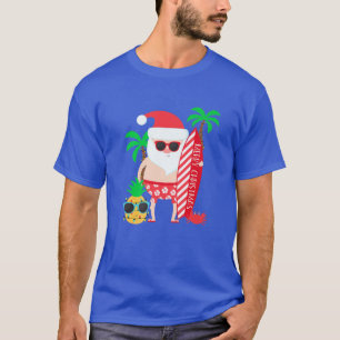 Santa Surfing Family Matching T Kids Adult Mom Dad T-Shirt