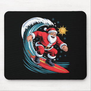 Santa Surfing Funny Surfer Holiday Christmas Xmas Mouse Pad