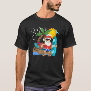 Santa Surfing Hawaii Summer Vacation Christmas In T-Shirt