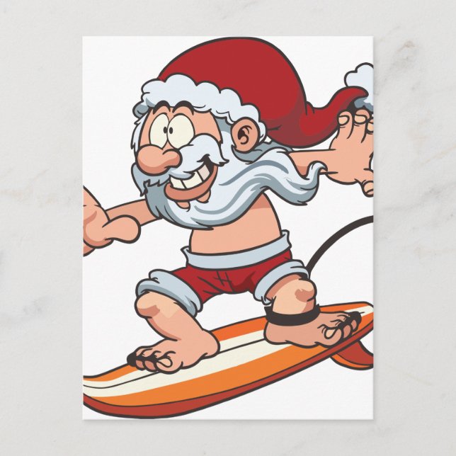Santa Surfing Holiday Postcard (Front)