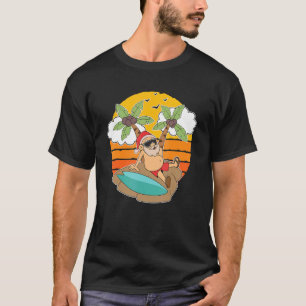 Santa Surfing Summer Vacation Hawaii Christmas In T-Shirt