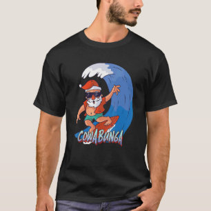 SANTA SURFING THE WAVE COWABUNGA T-Shirt