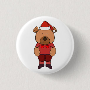 Santa sweet bear 1 inch round button