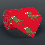 Santa T-Rex Dinosaur Christmas Xmas Tie<br><div class="desc">Santa T-Rex Dinosaur Christmas Xmas Tie</div>
