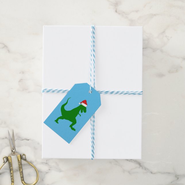 Santa T-Rex Gift Tags (With Twine)