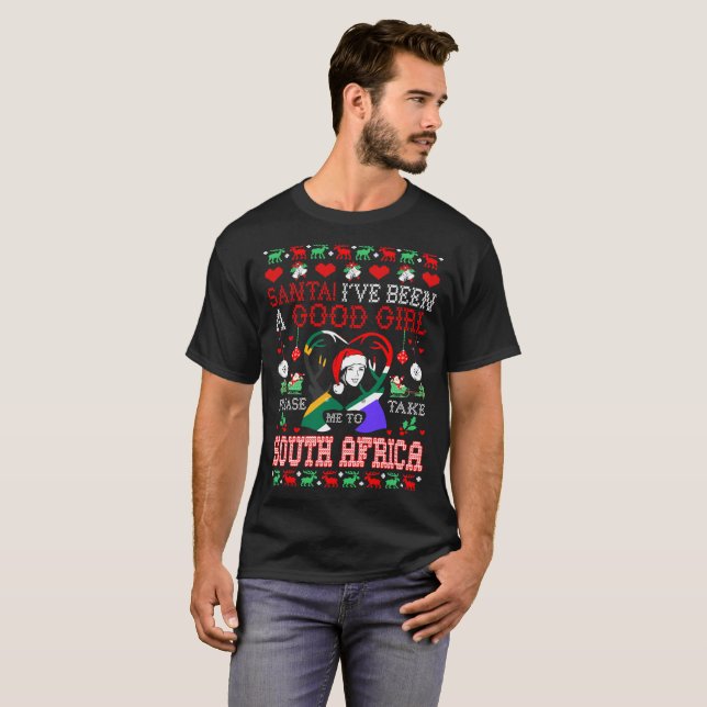 Santa Take Me To South Africa Christmas Ugly T-Shirt (Front Full)