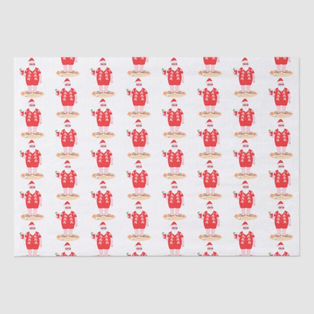 Santa Takes a Beach Day Tissue Paper (Front)