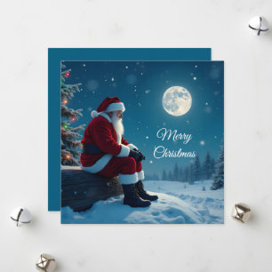 Santa takes a break flat holiday greeting card