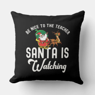 Santa Teacher - Christmas Gift - Funny Reindeer Throw Pillow