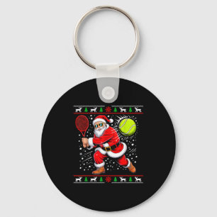 Santa Tennis Player Christmas Xmas Funny Holiday M Keychain
