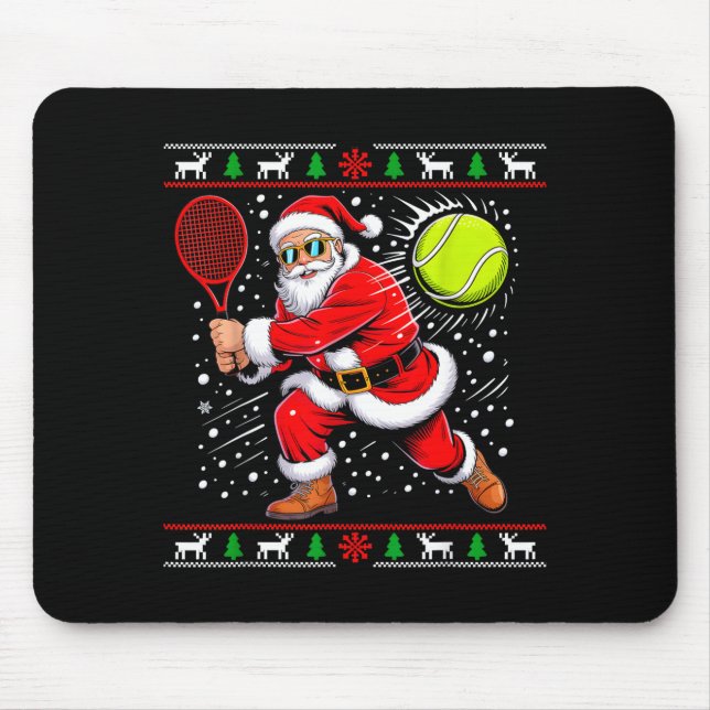 Santa Tennis Player Christmas Xmas Funny Holiday M Mouse Pad (Front)