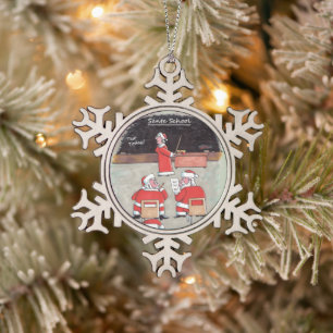 Santa Test pewter snowflake ornament