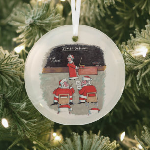 Santa Test round glass ornament