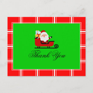 Santa Thank You Green & Red Postcard