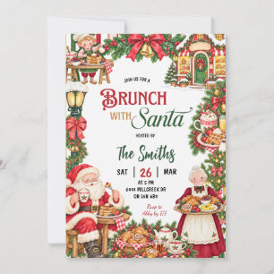 Santa Theme Brunch With Santa Christmas Brunch Invitation