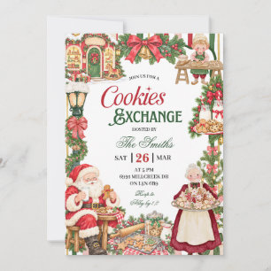 Santa Theme Cookie Exchange Christmas Party Invitation
