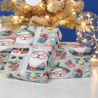 Santa-themed Christmas wrapping paper