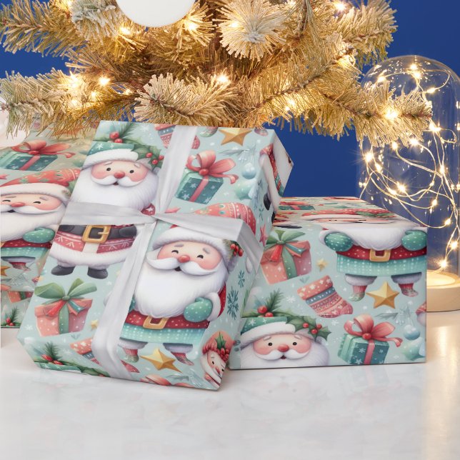 Santa-themed Christmas wrapping paper (Holidays)