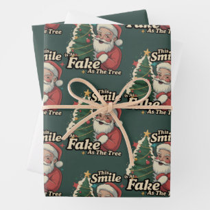 Santa This Smile Is As Fake As The Tree Family  Wrapping Paper Sheet