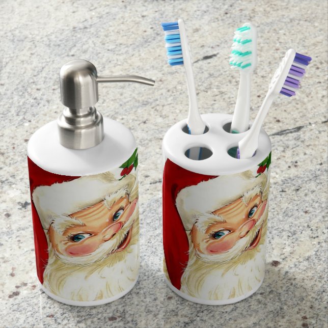 Santa Toothbrush Holder and Soap Dispenser Set (Front)