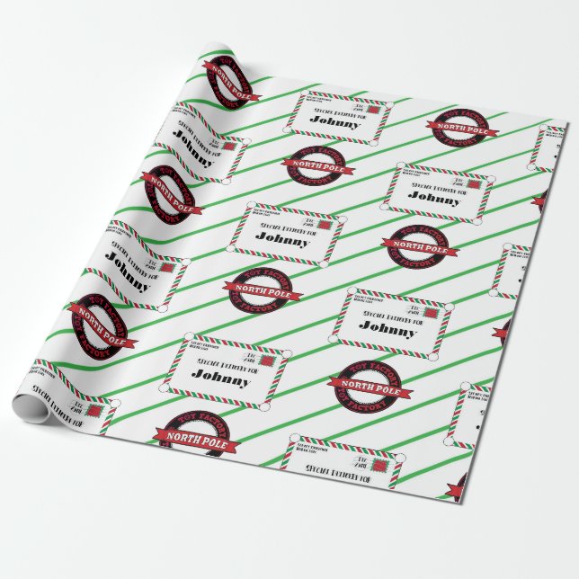 Santa Toy Factory Special Delivery for Kids Wrapping Paper (Unrolled)