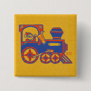 Santa Train 2 Inch Square Button