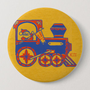 Santa Train 4 Inch Round Button