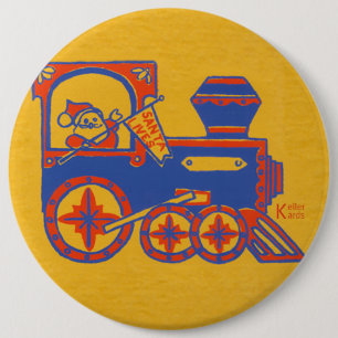 Santa Train 6 Inch Round Button