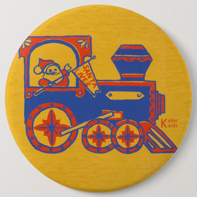 Santa Train 6 Inch Round Button (Front)