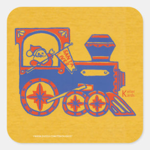 Santa Train Square Sticker