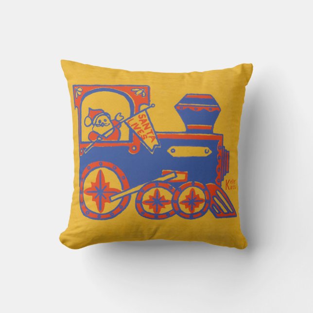 Santa Train Throw Pillow (Front)