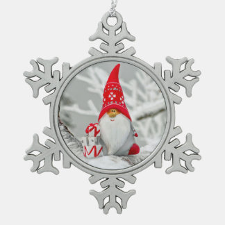 santa tree gnome pewter ornament