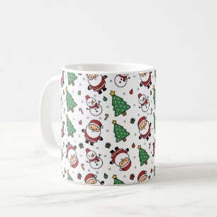 Santa, Tree & Snowman Christmas Mug