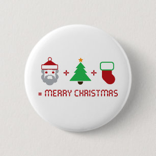 Santa + Tree + Stocking = Merry Christmas 2 Inch Round Button