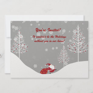 Santa Trees Winter Scene Holiday Party Invitations