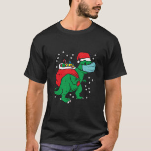 Santa Trex Dinosaur In Mask Christmas Quarantine B T-Shirt