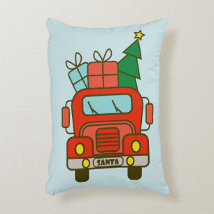 Santa truck front view Merry Christmas Accent Pillow