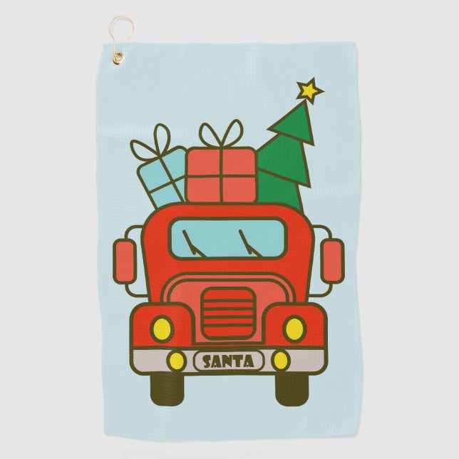 Santa truck front view Merry Christmas Golf Towel (Front)