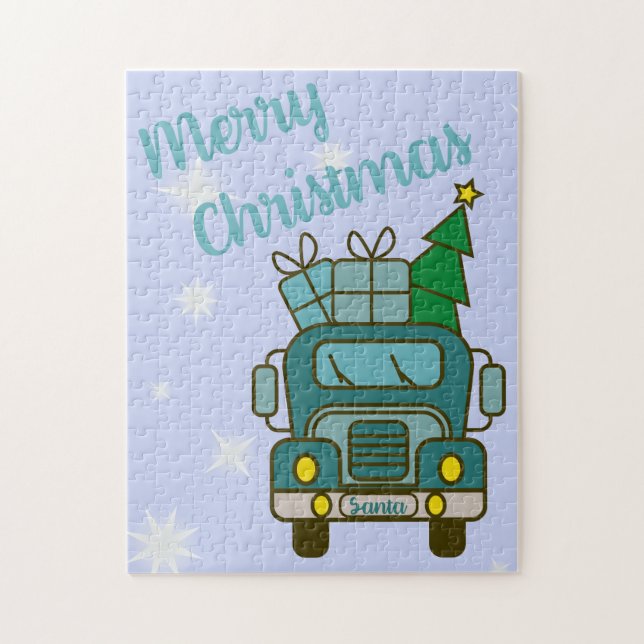 Santa truck front view Merry Christmas Jigsaw Puzzle (Vertical)
