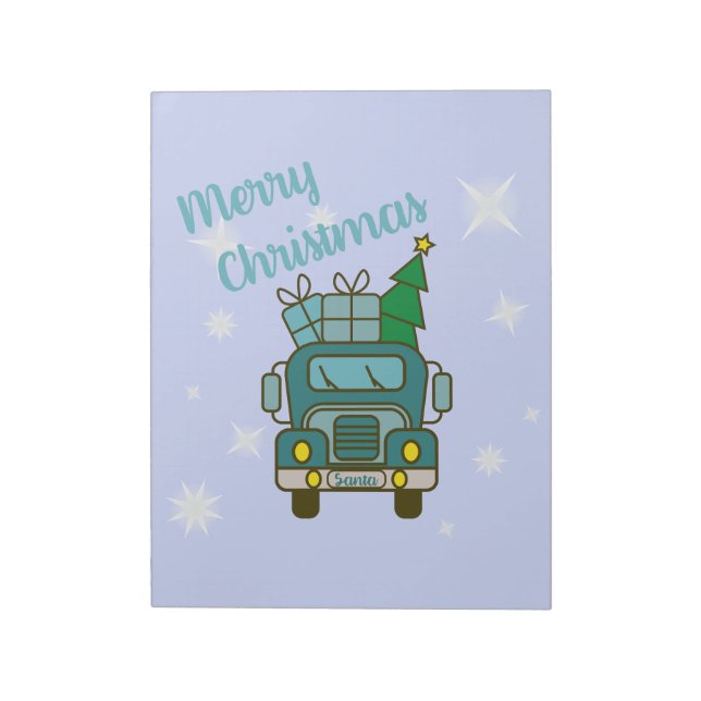Santa truck front view Merry Christmas Notepad (Rotated)