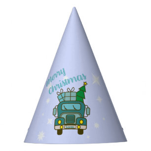 Santa truck front view Merry Christmas Party Hat