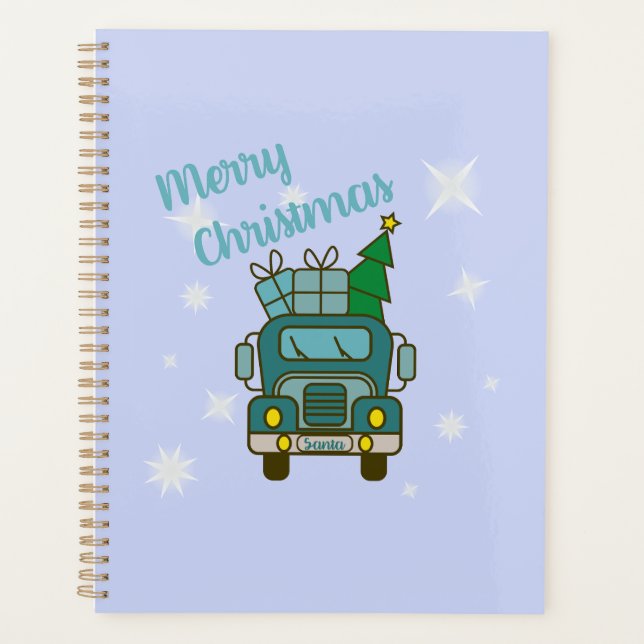 Santa truck front view Merry Christmas Planner (Front)