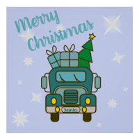 Santa truck front view Merry Christmas